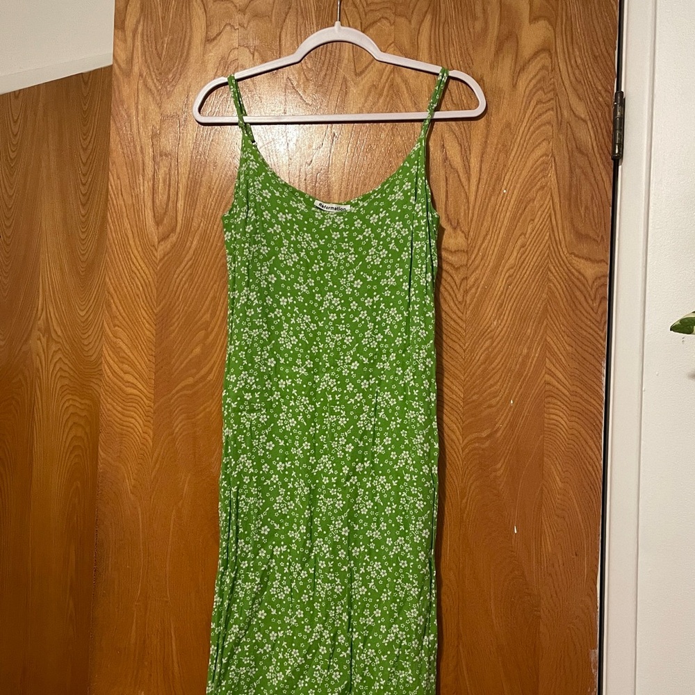 Reformation green floral midi dress size 10